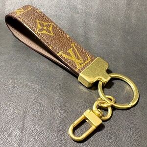 Upcycled LV Brown Monogram Canvas/Leather Key Fob/Key Holder